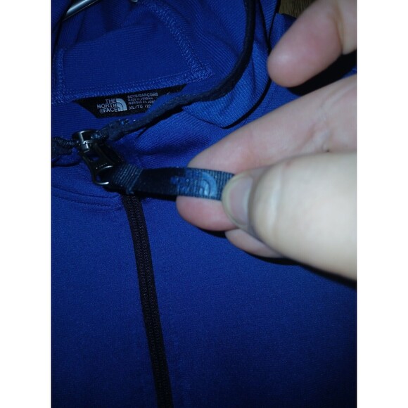 The North Face Track Jacket Boys Size XL (18/20) Full Zip Hooded Blue & Black - Picture 14 of 16